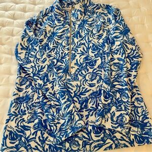 Lilly Pulitzer Blue and White Zip Pullover